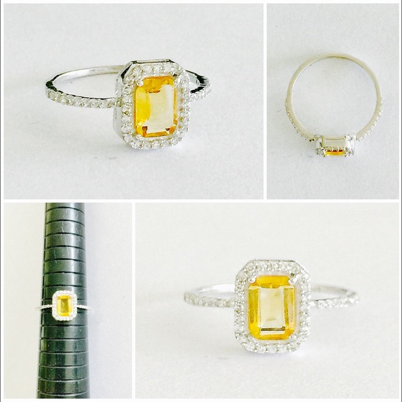 ✨Dainty Genuine Citrine and CZ ring in 925 silver✨ - Picture 1 of 6